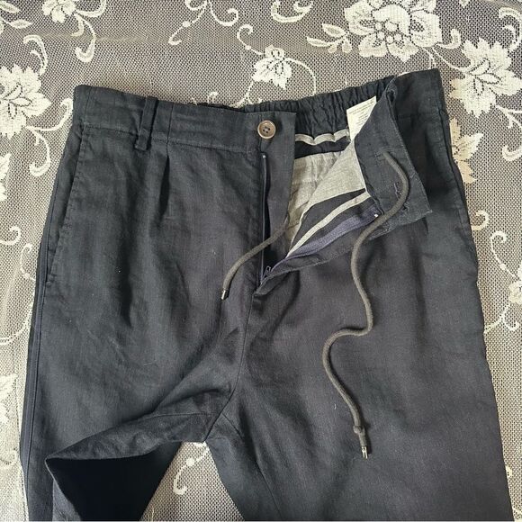 Vince Navy Linen Blend Ankle Pant Sz 30 - Picture 8 of 16